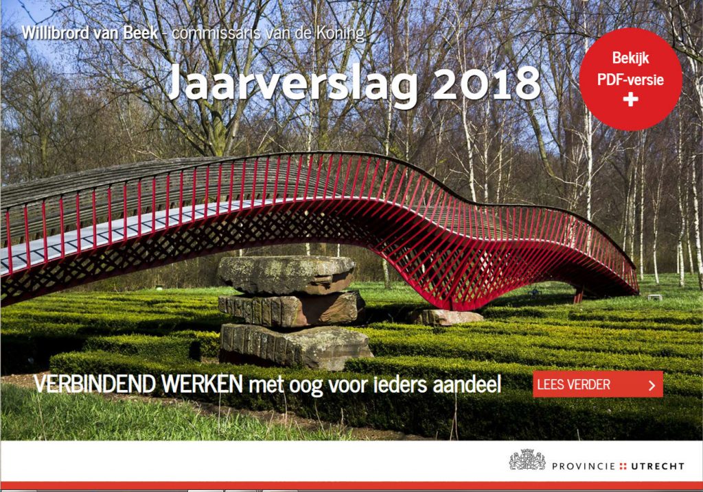 Het online jaarverslag van de Commissaris van de Koning in de Provincie Utrect is ook als PDF-versie beschikbaar
