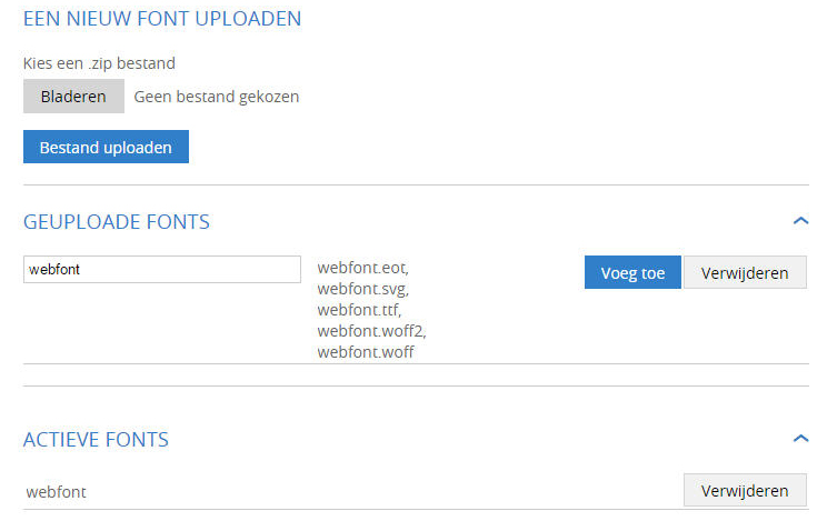 Een nieuw font uploaden